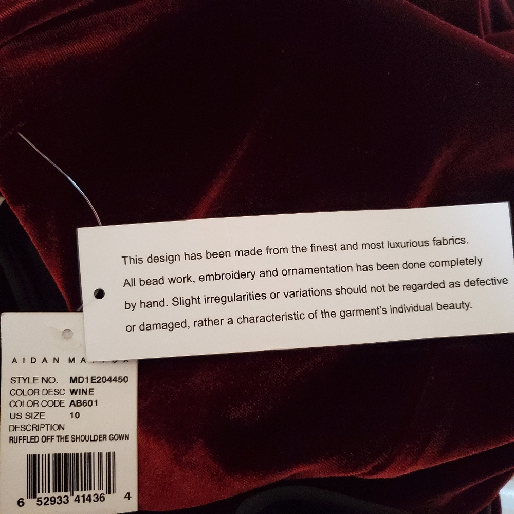 🔥Aidan Mattox Off the Shoulder Velvet Dress - Picture 15 of 16